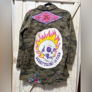 Camo Distressed Upcycled Jacket | UP069